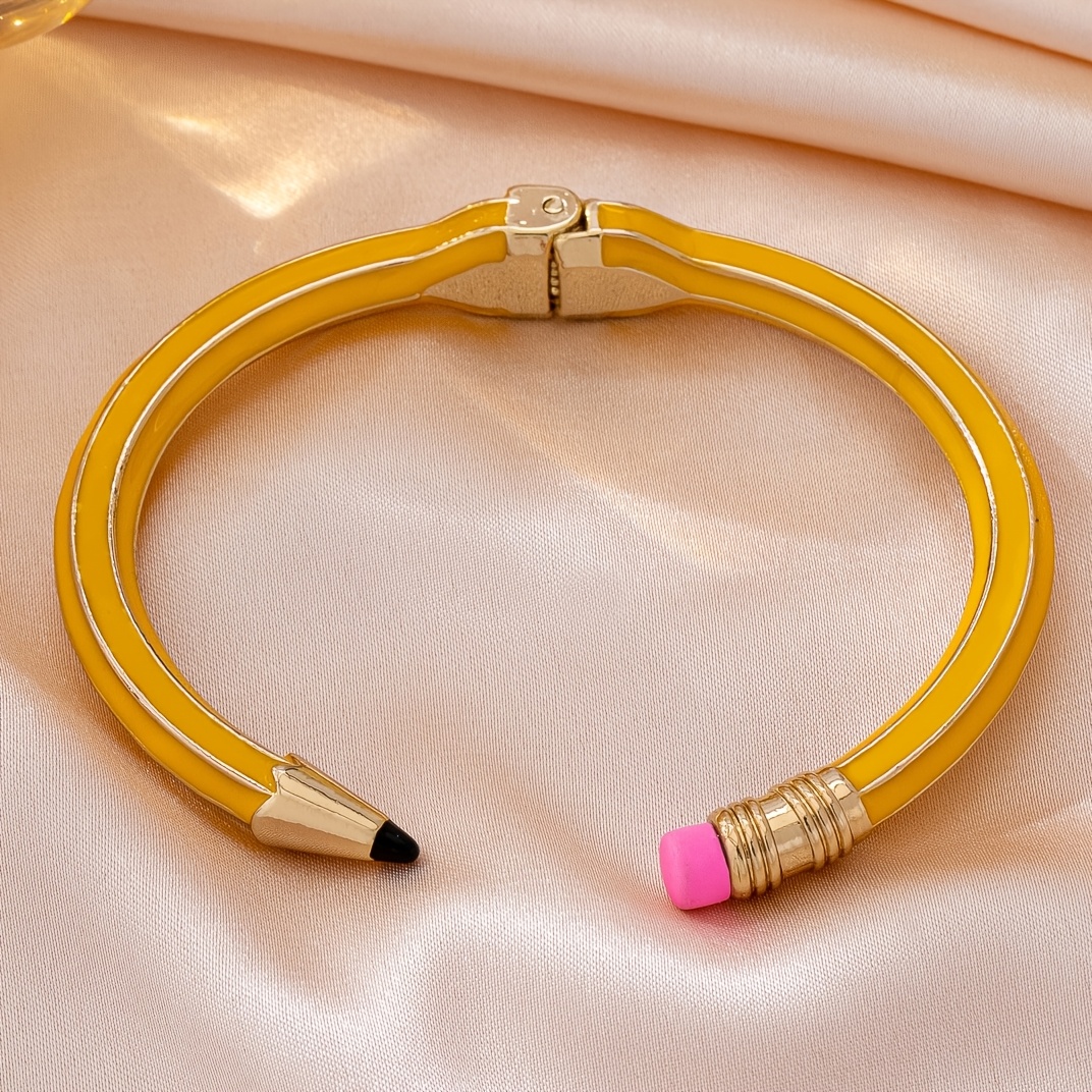 Unique College-Style Pencil-Shaped Alloy Adjustable Bangle Bracelet
